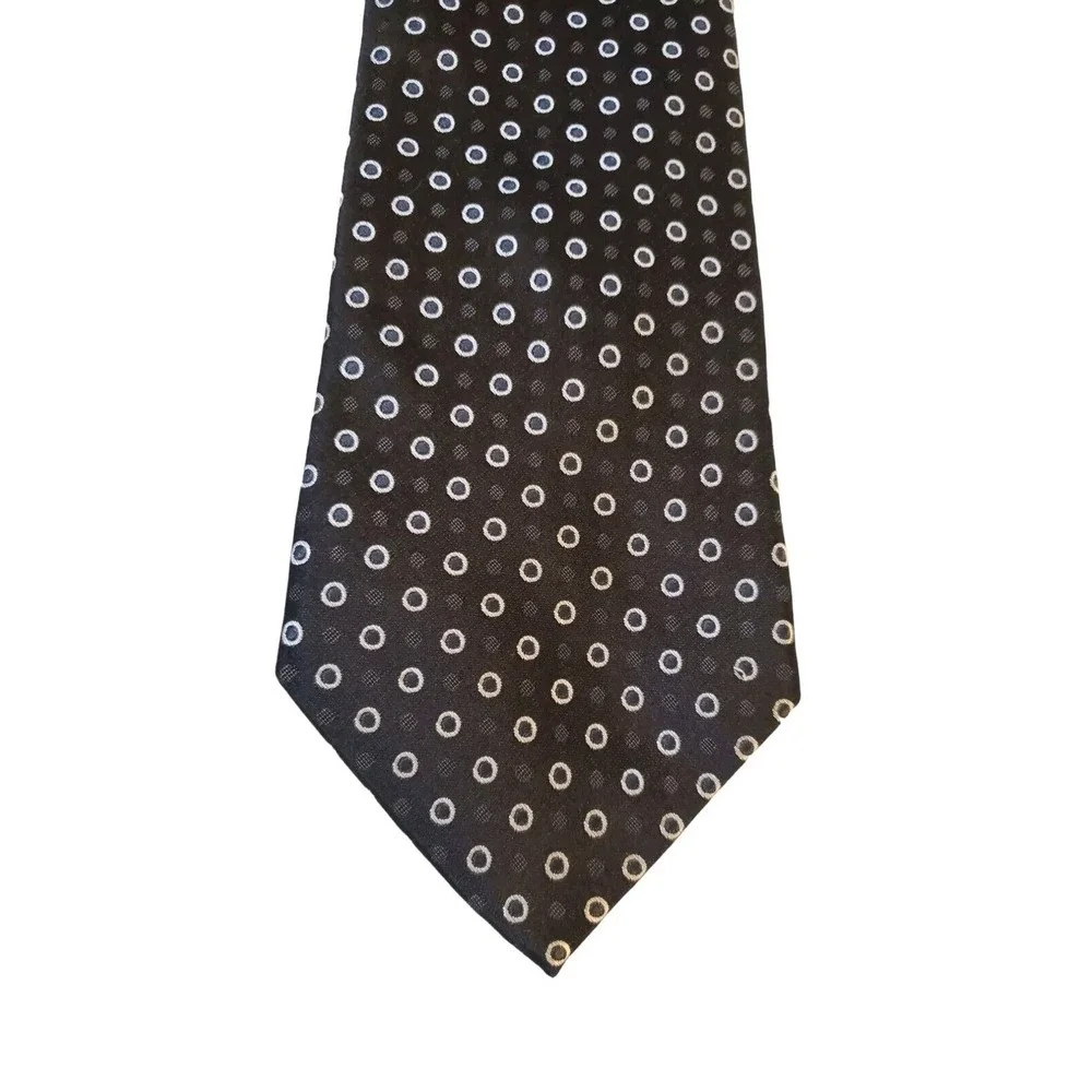George Luxury 100%‎ Silk Black Circle Polka Dot Neck Tie Business Church Wedding